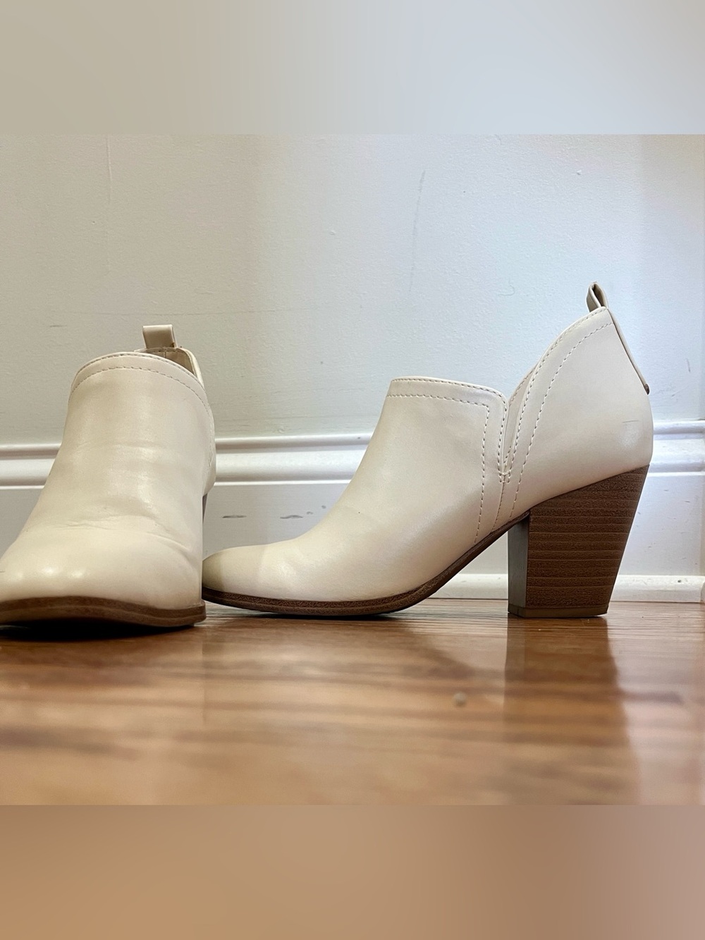 Ivory Women's Low Block Heel Ankle Booties